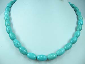 Turquise Dholki Shape beads